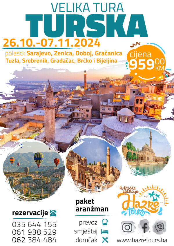 VELIKA TURA TURSKA 26.10.07.11.2024 HAZRE TOURS